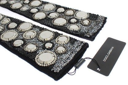 Guantes sin dedos de cachemira adornados con lentejuelas