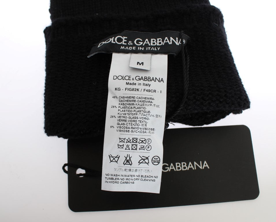 Guantes sin dedos de cachemira adornados con lentejuelas