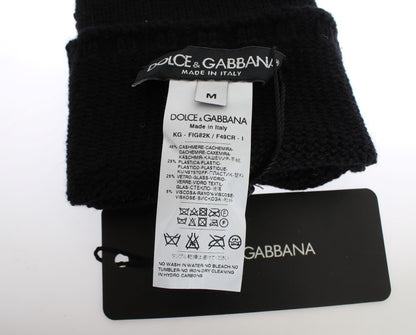 Guantes sin dedos de cachemira adornados con lentejuelas