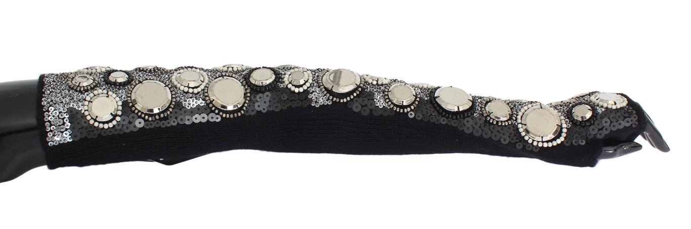 Guantes sin dedos de cachemira adornados con lentejuelas
