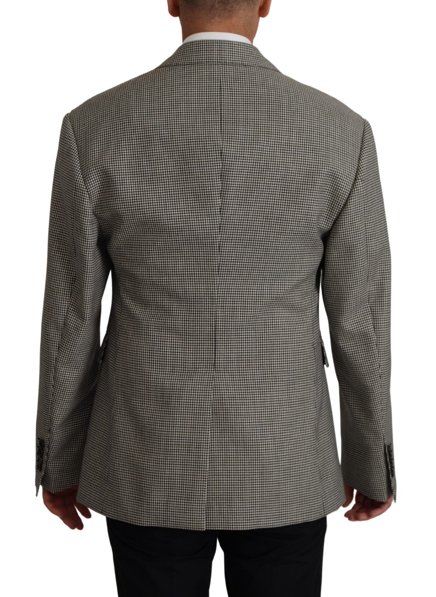 Elegante blazer de lana a cuadros grises