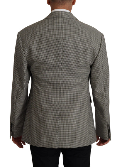 Elegante blazer de lana a cuadros grises