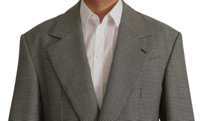 Elegante blazer de lana a cuadros grises