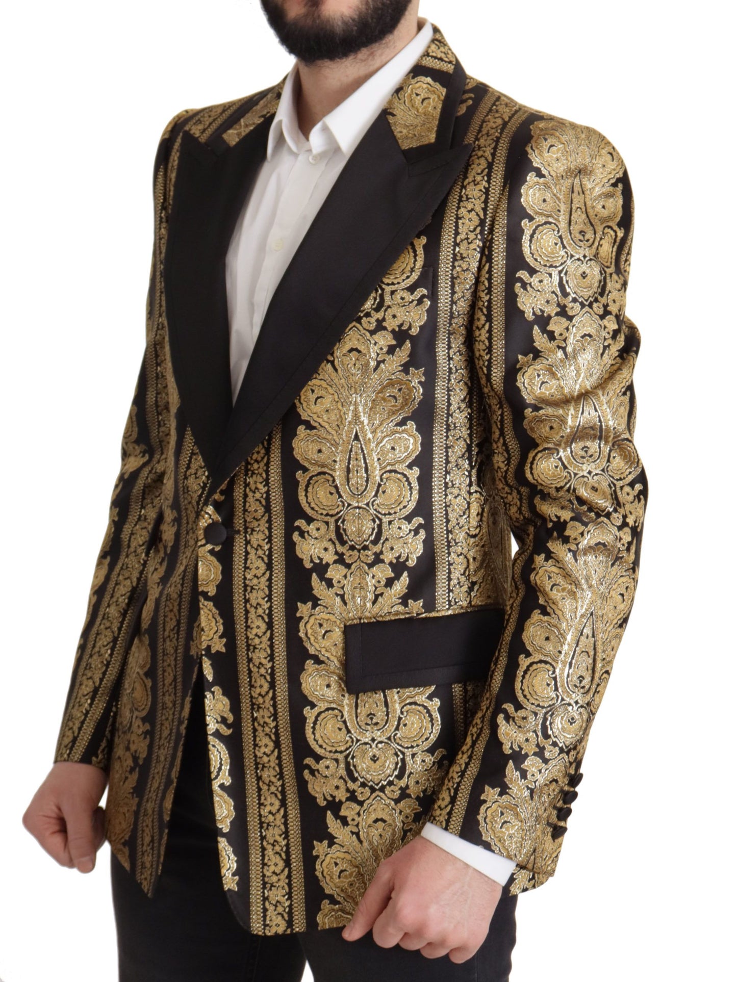 Elegante blazer jacquard de botonadura sencilla