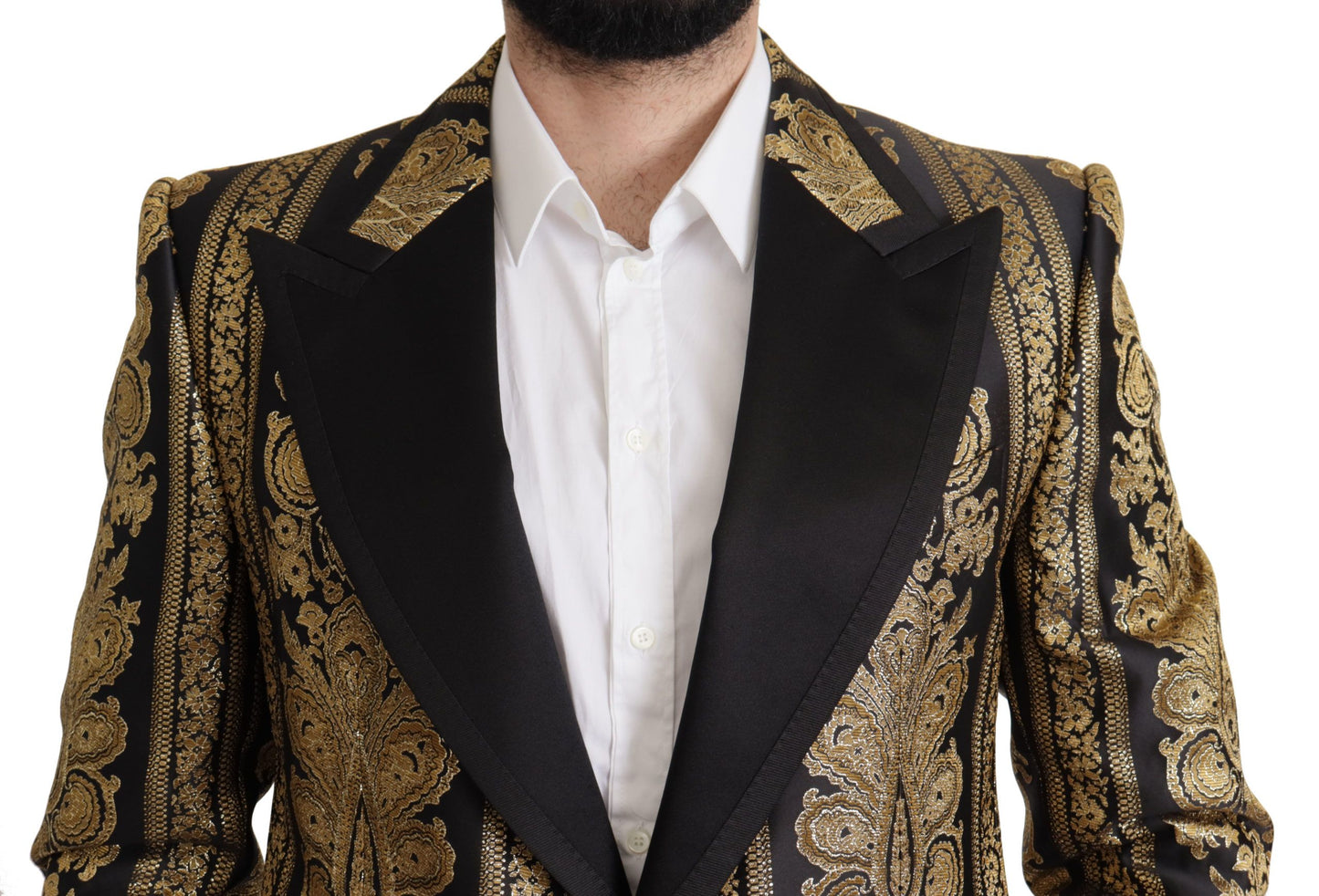 Elegante blazer jacquard de botonadura sencilla