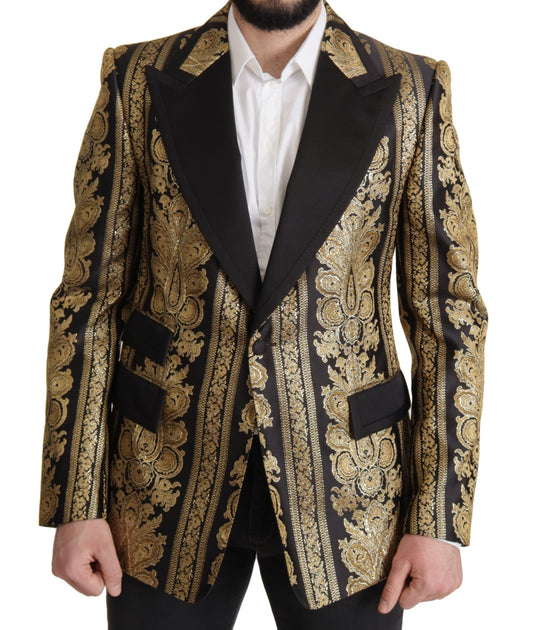 Elegante blazer jacquard de botonadura sencilla