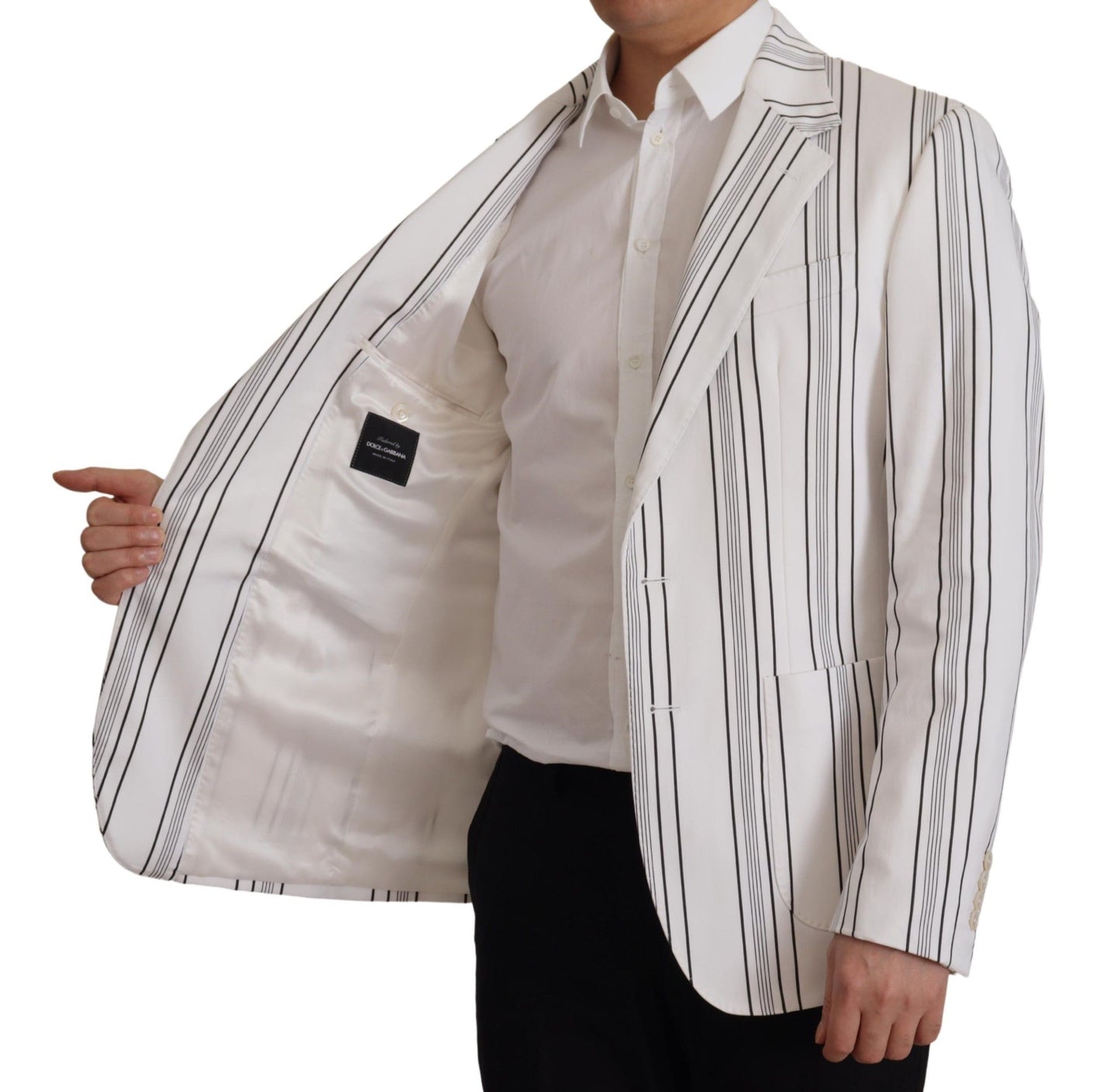 Blazer elegante de mezcla de algodón a rayas