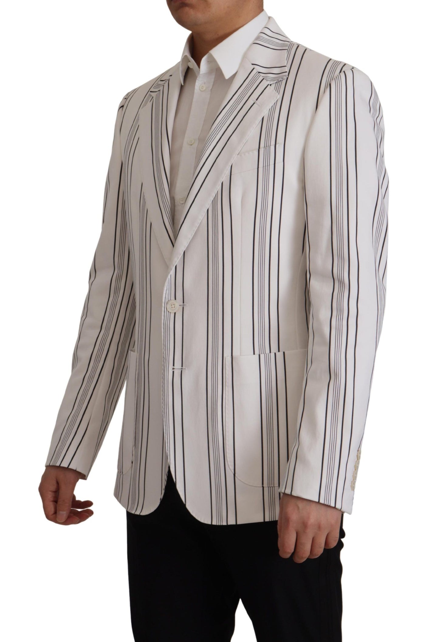 Blazer elegante de mezcla de algodón a rayas