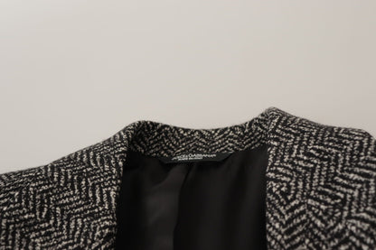 Exquisita chaqueta blazer de espiga gris