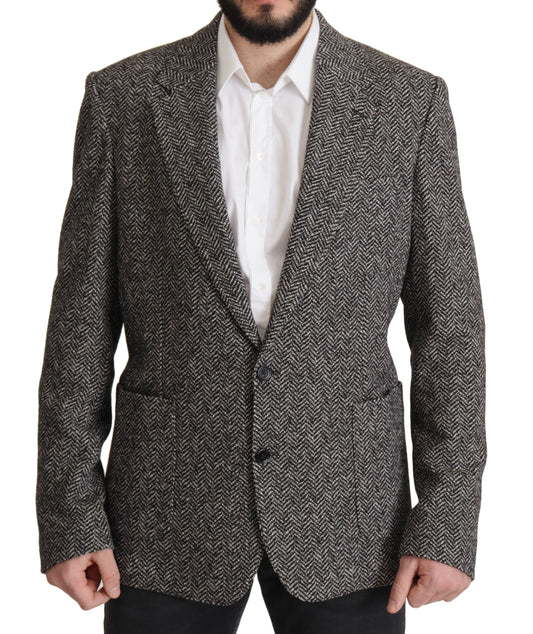 Exquisita chaqueta blazer de espiga gris