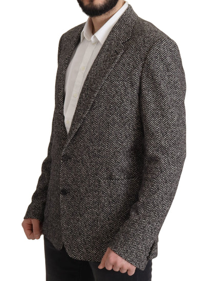 Exquisita chaqueta blazer de espiga gris