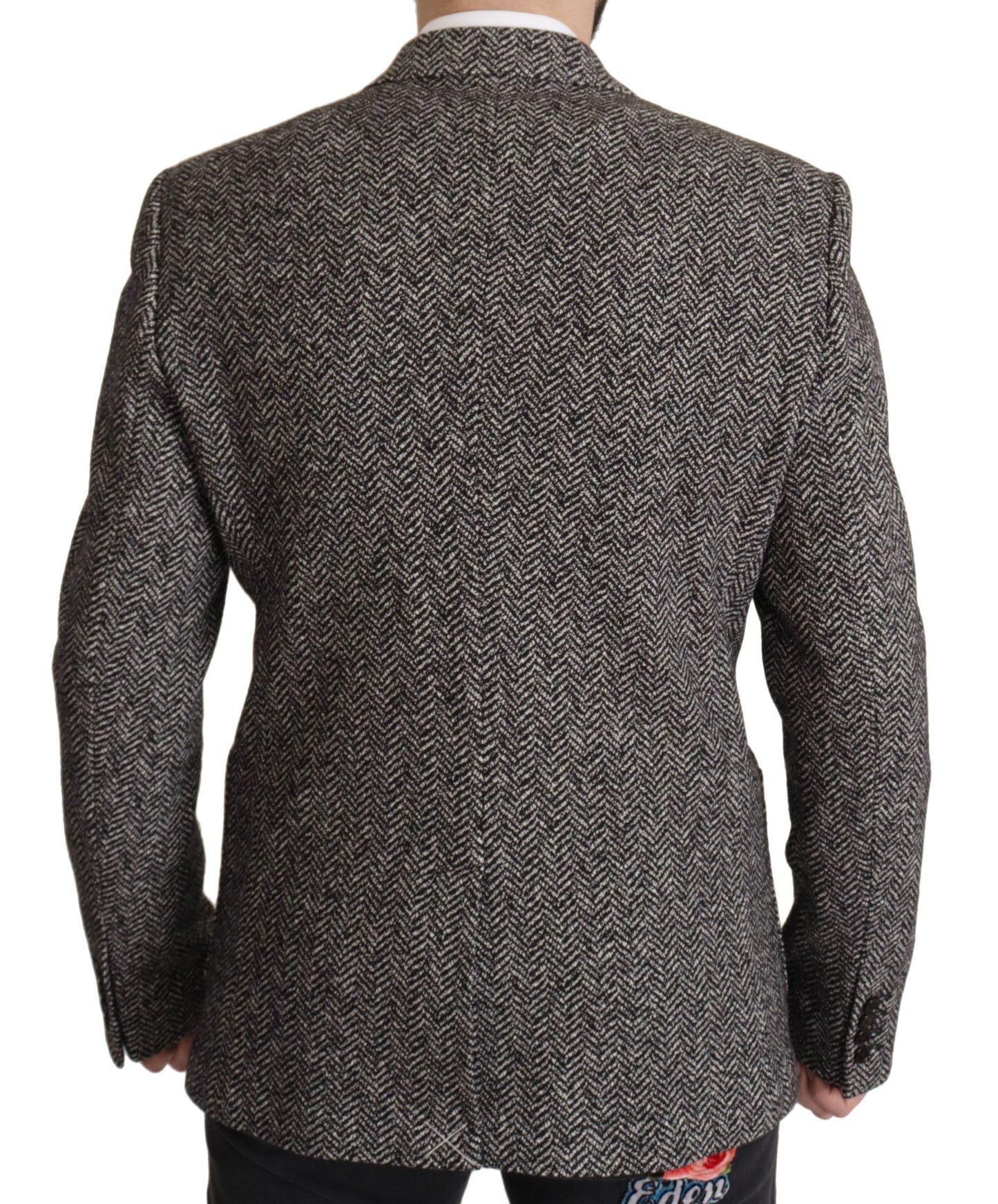 Exquisita chaqueta blazer de espiga gris