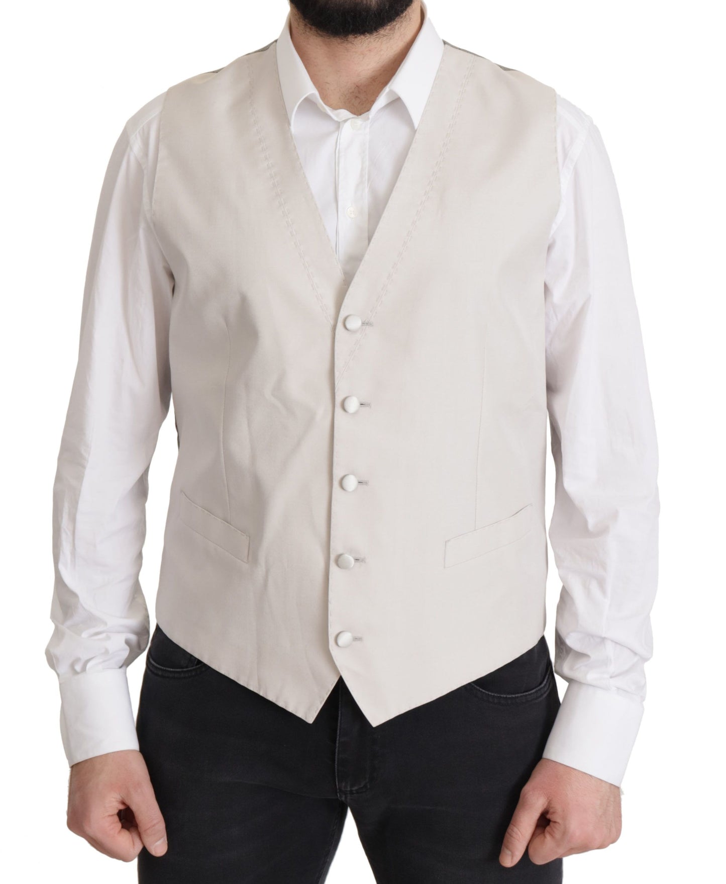Elegante conjunto de chaqueta de traje en mezcla de seda gris claro