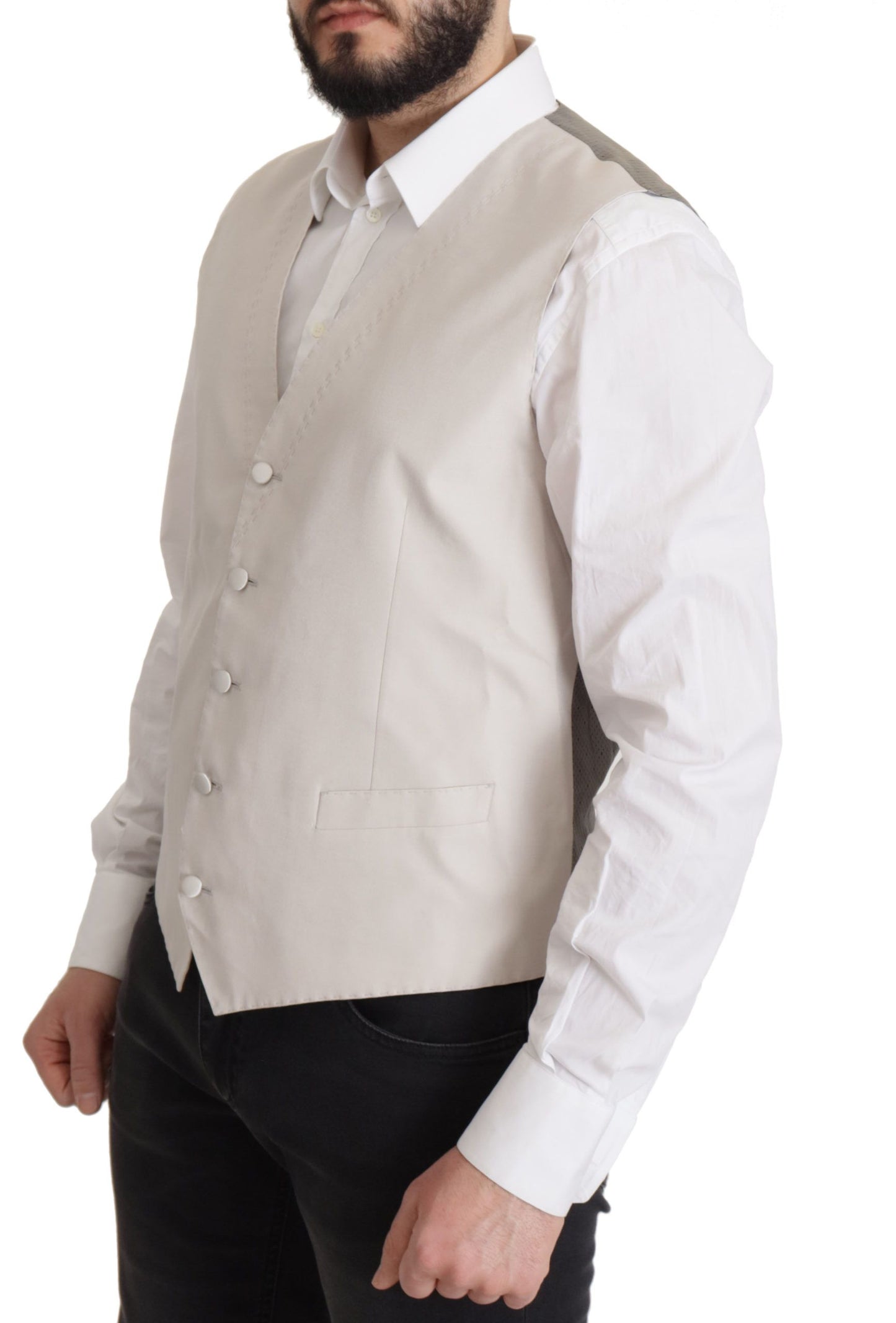 Elegante conjunto de chaqueta de traje en mezcla de seda gris claro