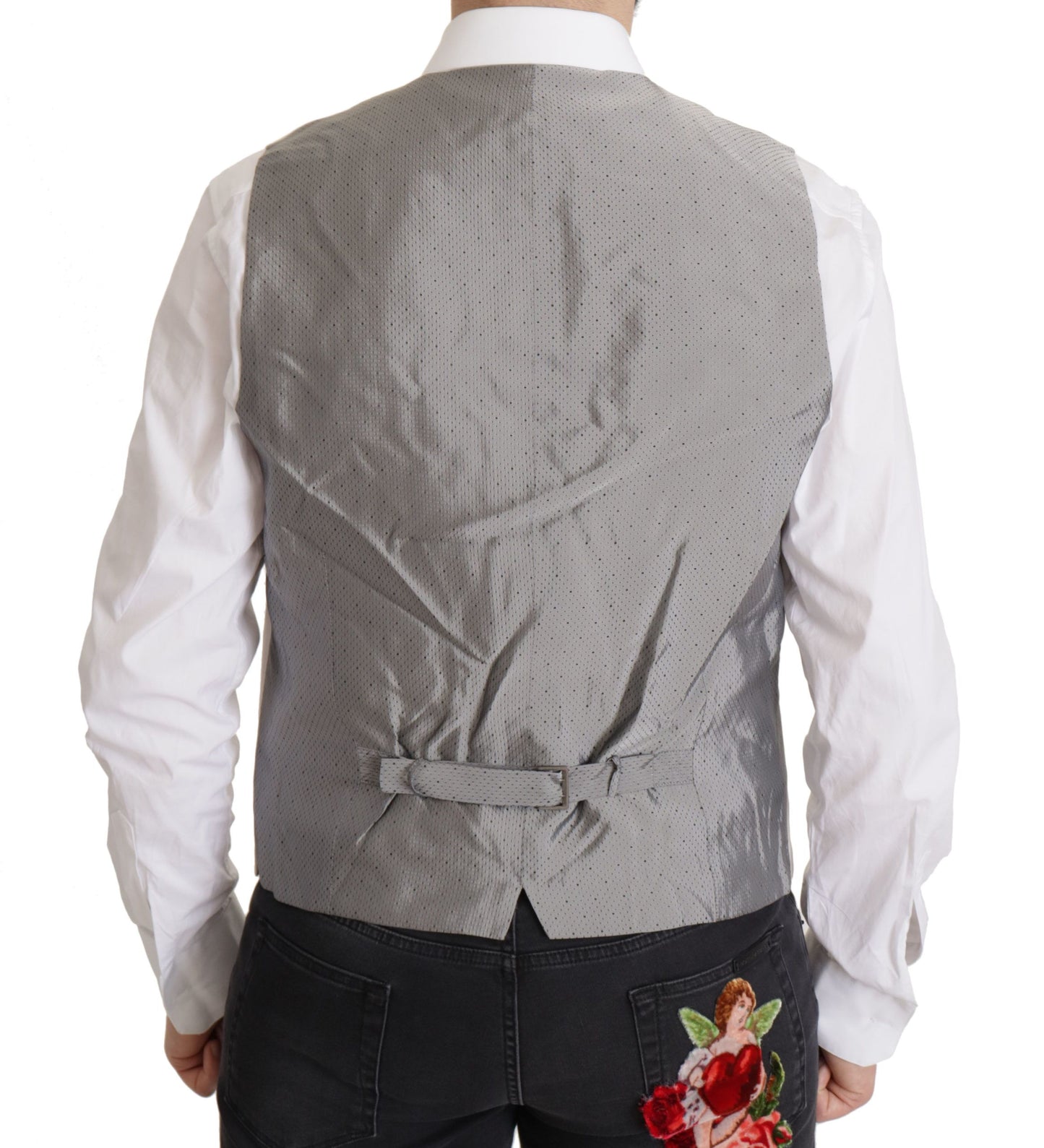 Elegante conjunto de chaqueta de traje en mezcla de seda gris claro