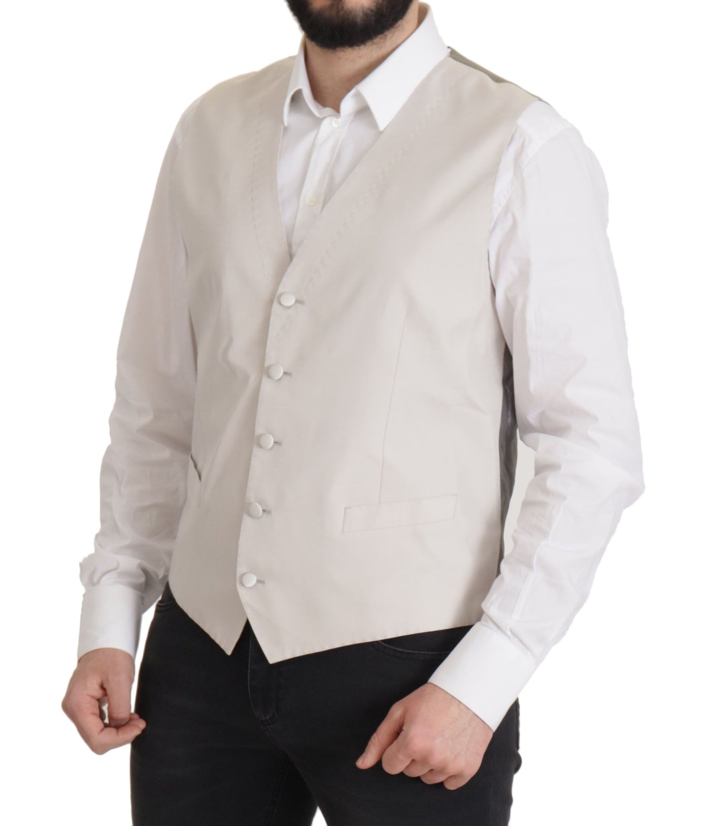 Elegante conjunto de chaqueta de traje en mezcla de seda gris claro