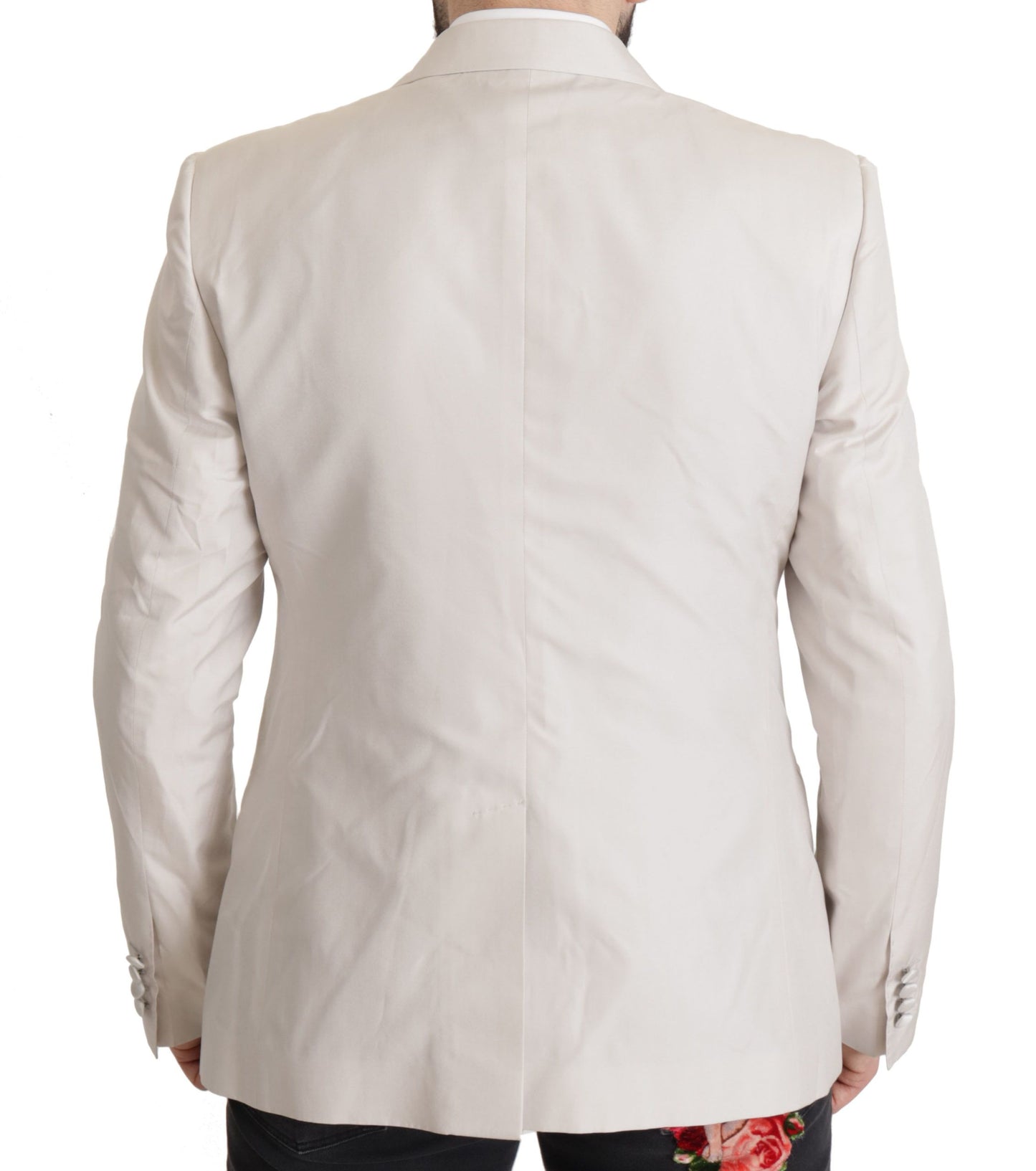 Elegante conjunto de chaqueta de traje en mezcla de seda gris claro