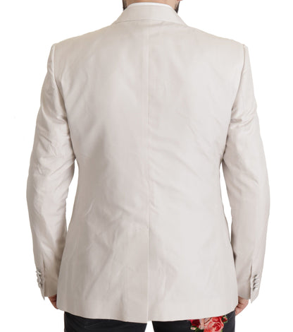 Elegante conjunto de chaqueta de traje en mezcla de seda gris claro