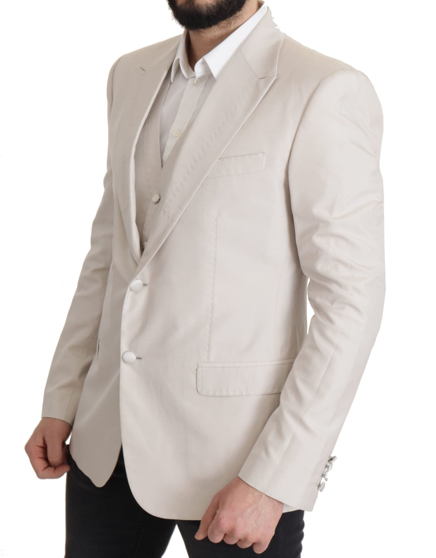 Elegante conjunto de chaqueta de traje en mezcla de seda gris claro