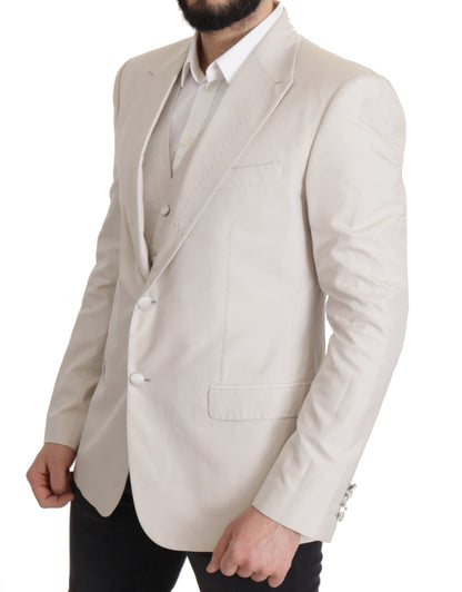 Elegante conjunto de chaqueta de traje en mezcla de seda gris claro