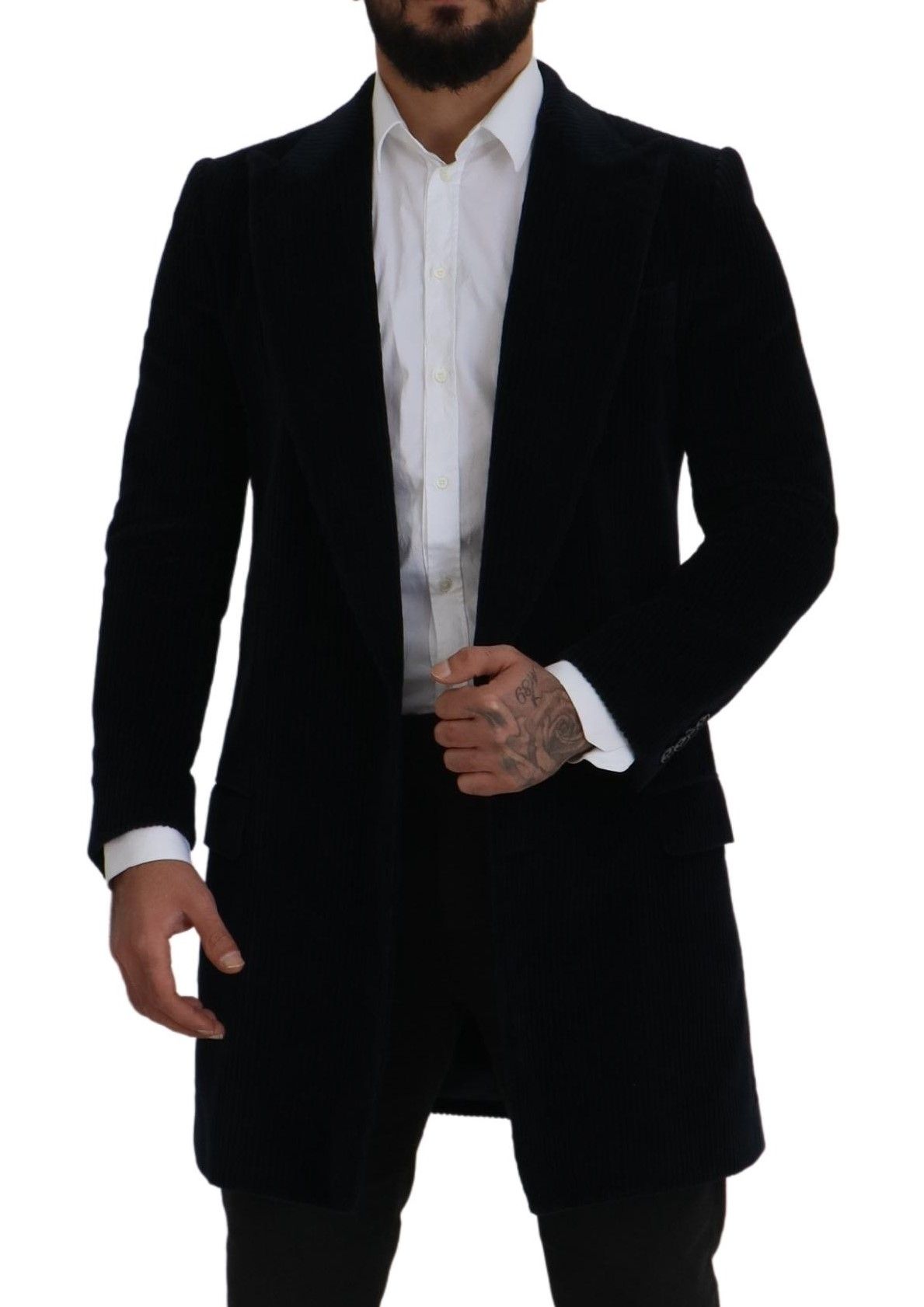 Chaqueta larga tipo cárdigan de algodón negra elegante