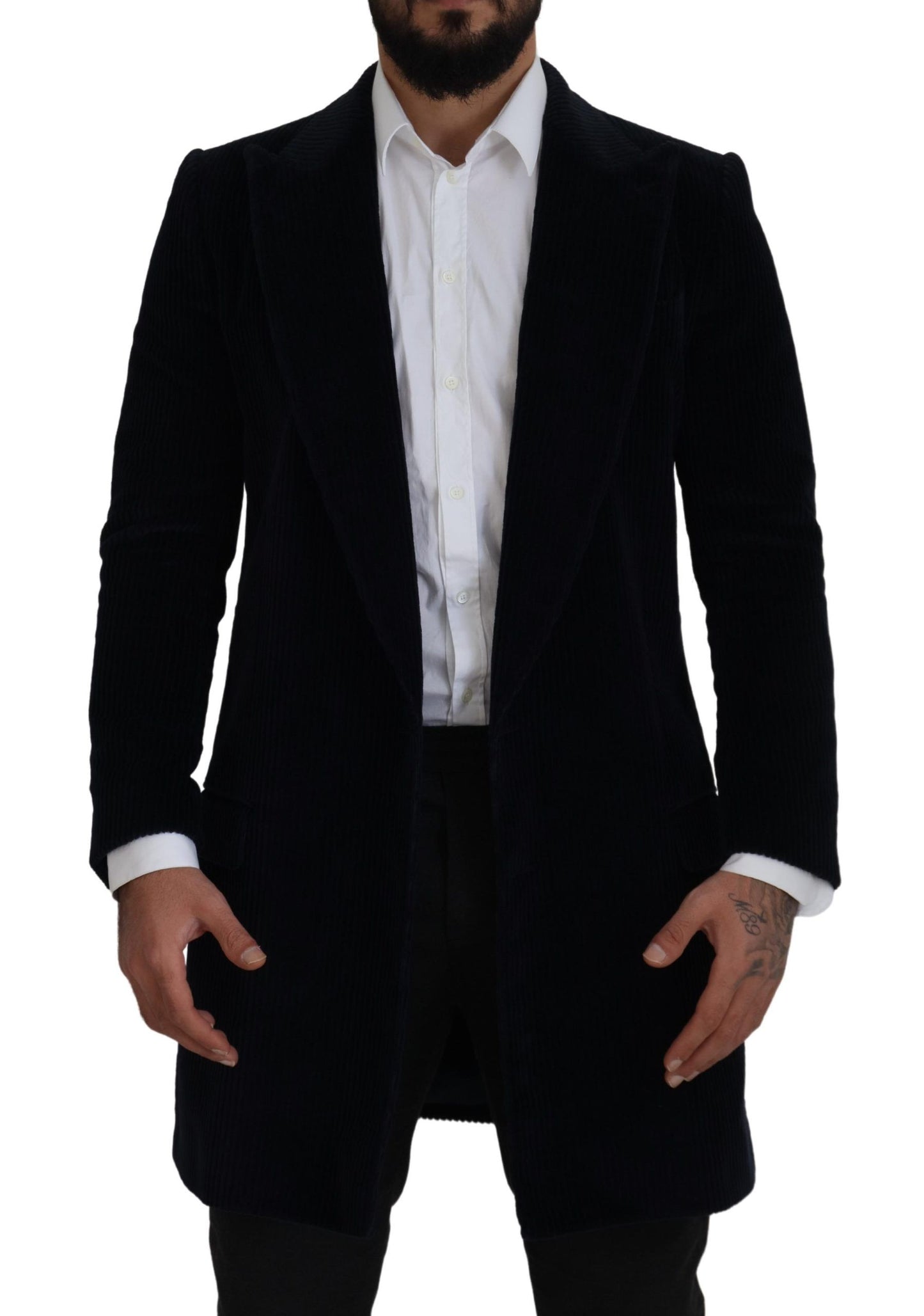 Chaqueta larga tipo cárdigan de algodón negra elegante