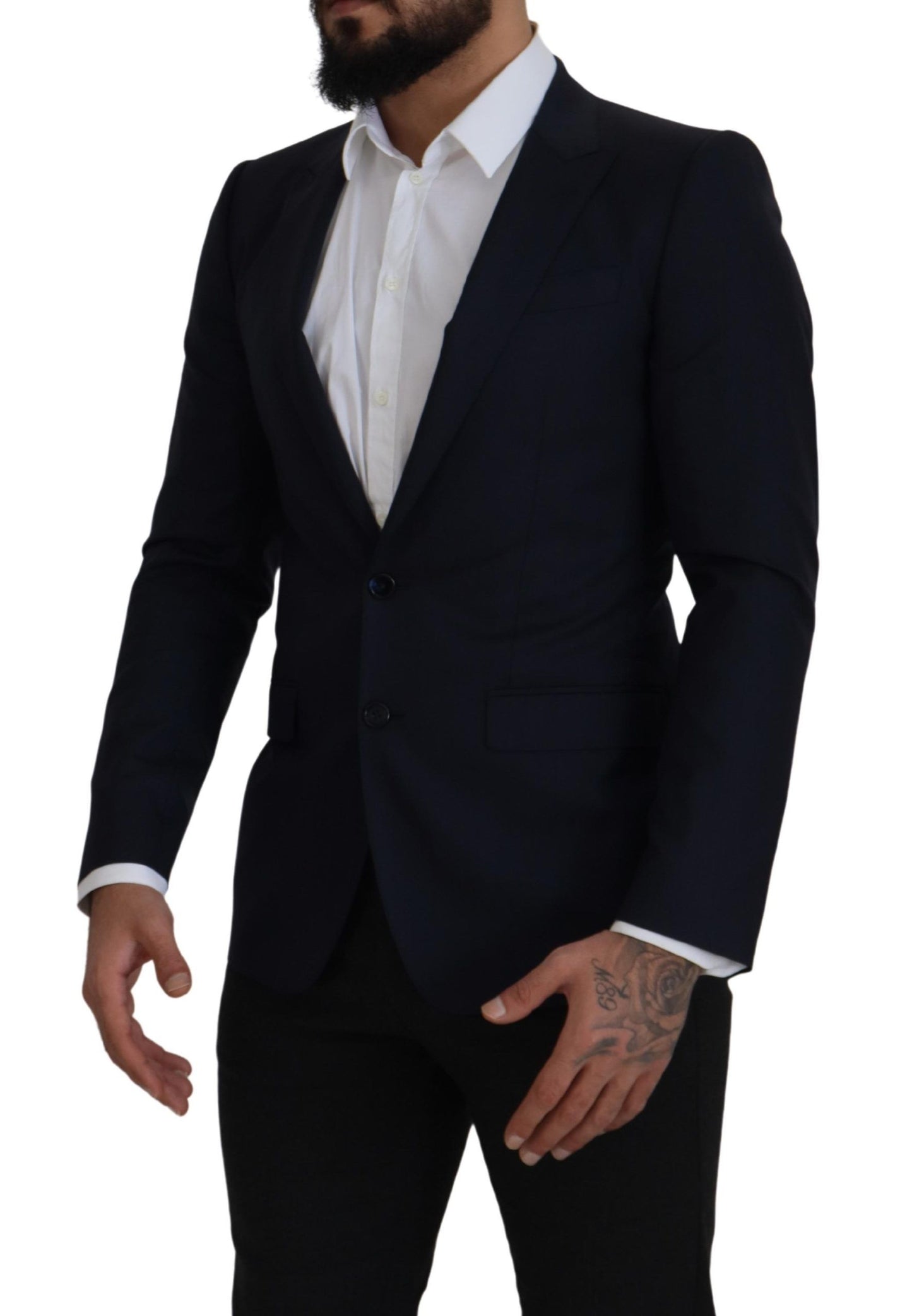 Elegante blazer de lana y seda de botonadura sencilla