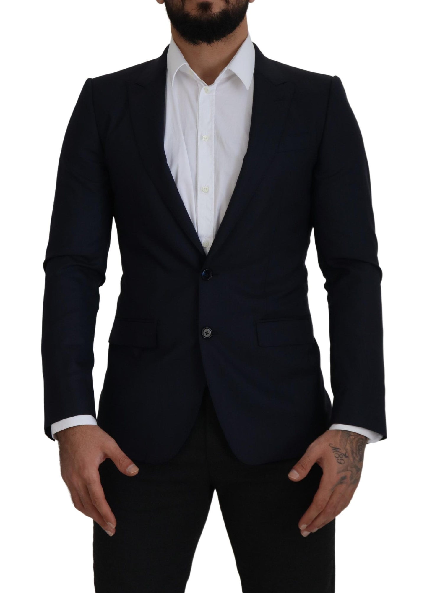 Elegante blazer de lana y seda de botonadura sencilla