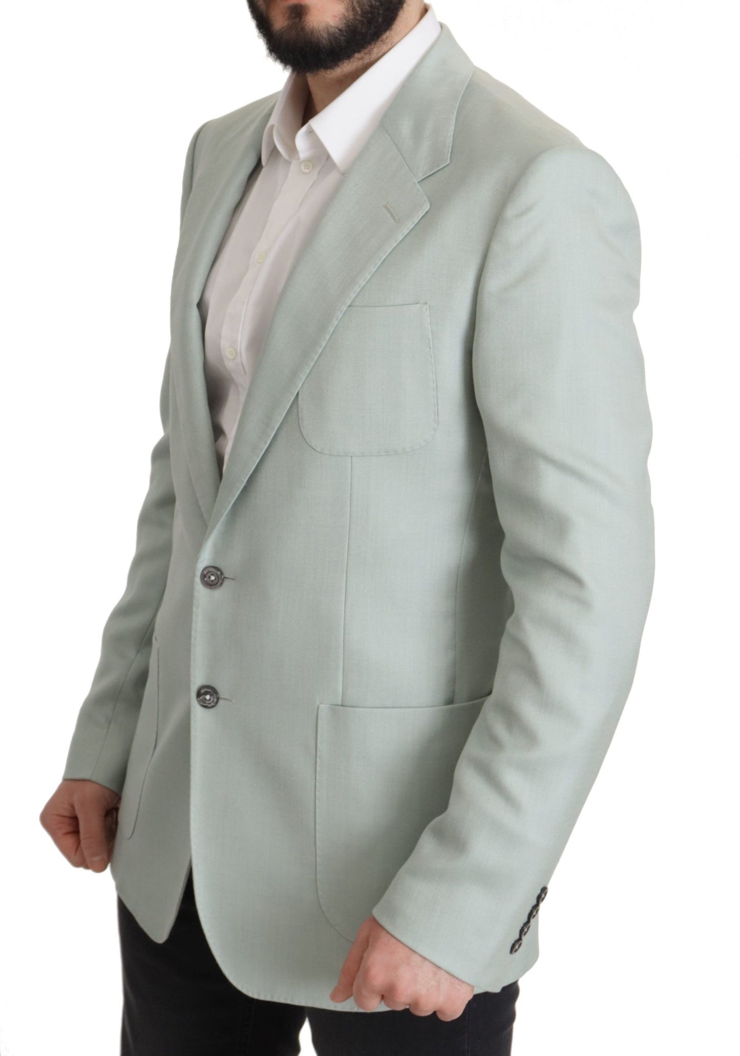 Elegante blazer de seda y cachemira verde menta