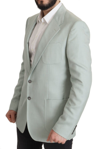 Elegante blazer de seda y cachemira verde menta