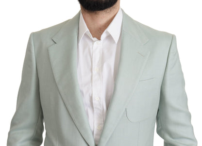 Elegante blazer de seda y cachemira verde menta