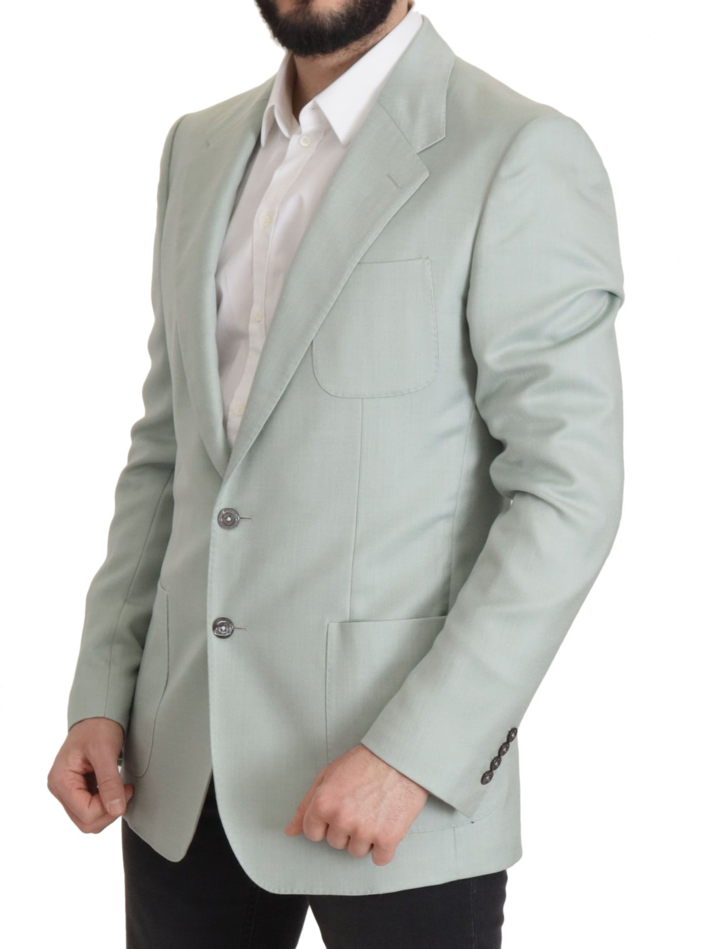Elegante blazer de seda y cachemira verde menta
