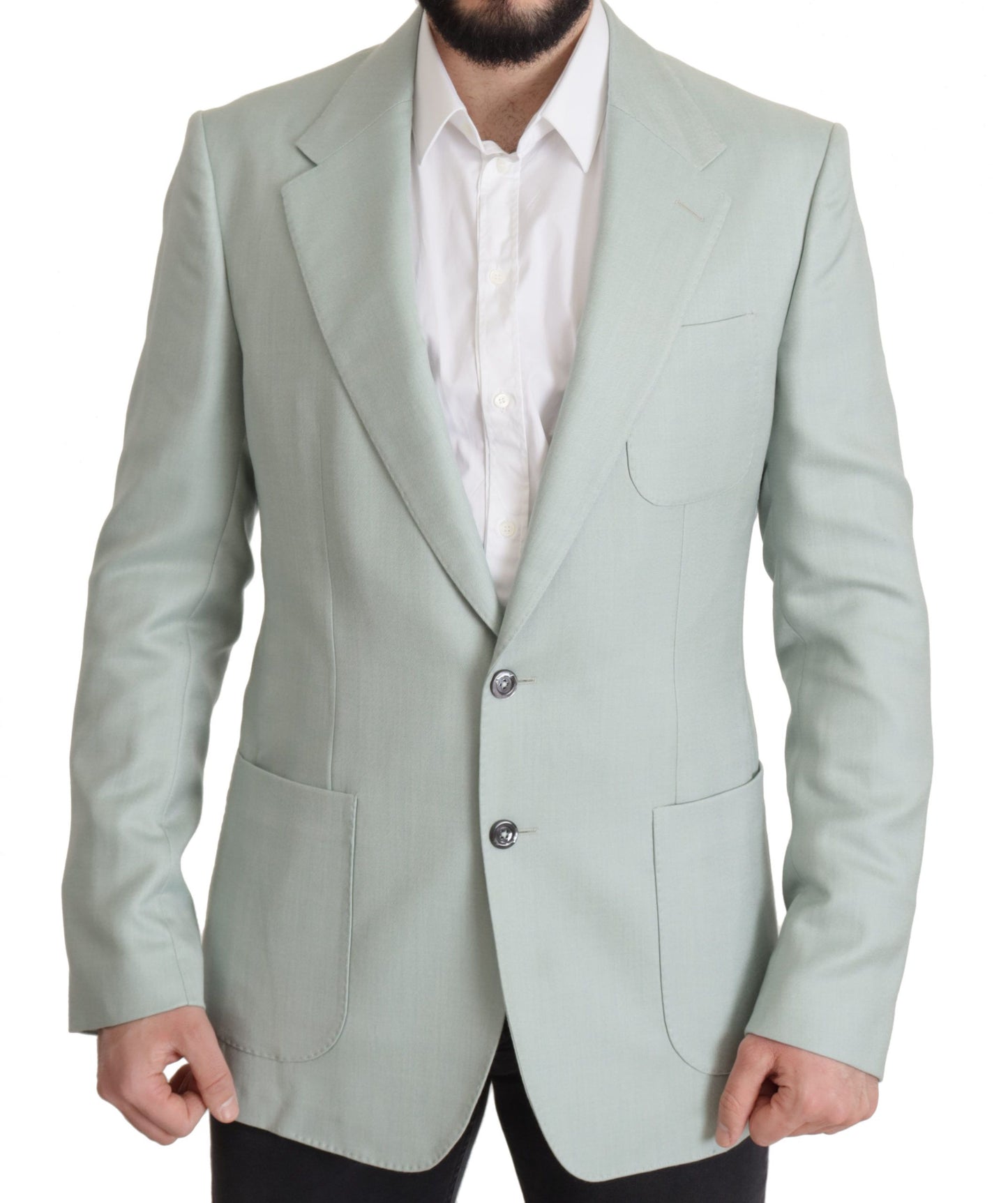 Elegante blazer de seda y cachemira verde menta