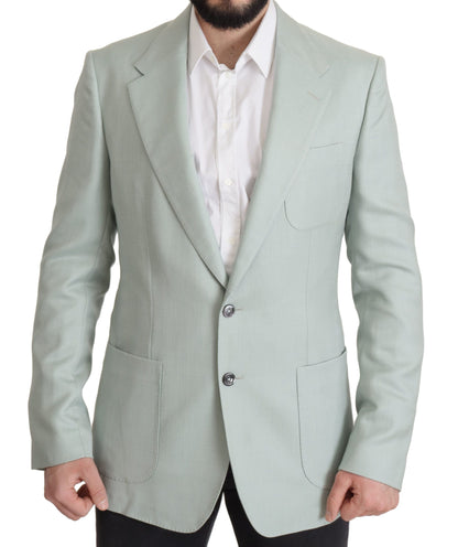Elegante blazer de seda y cachemira verde menta