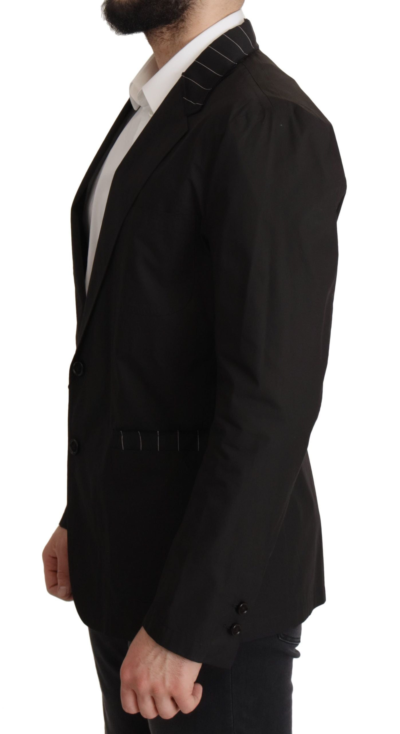 Chaqueta blazer elegante de mezcla de algodón y lana negra