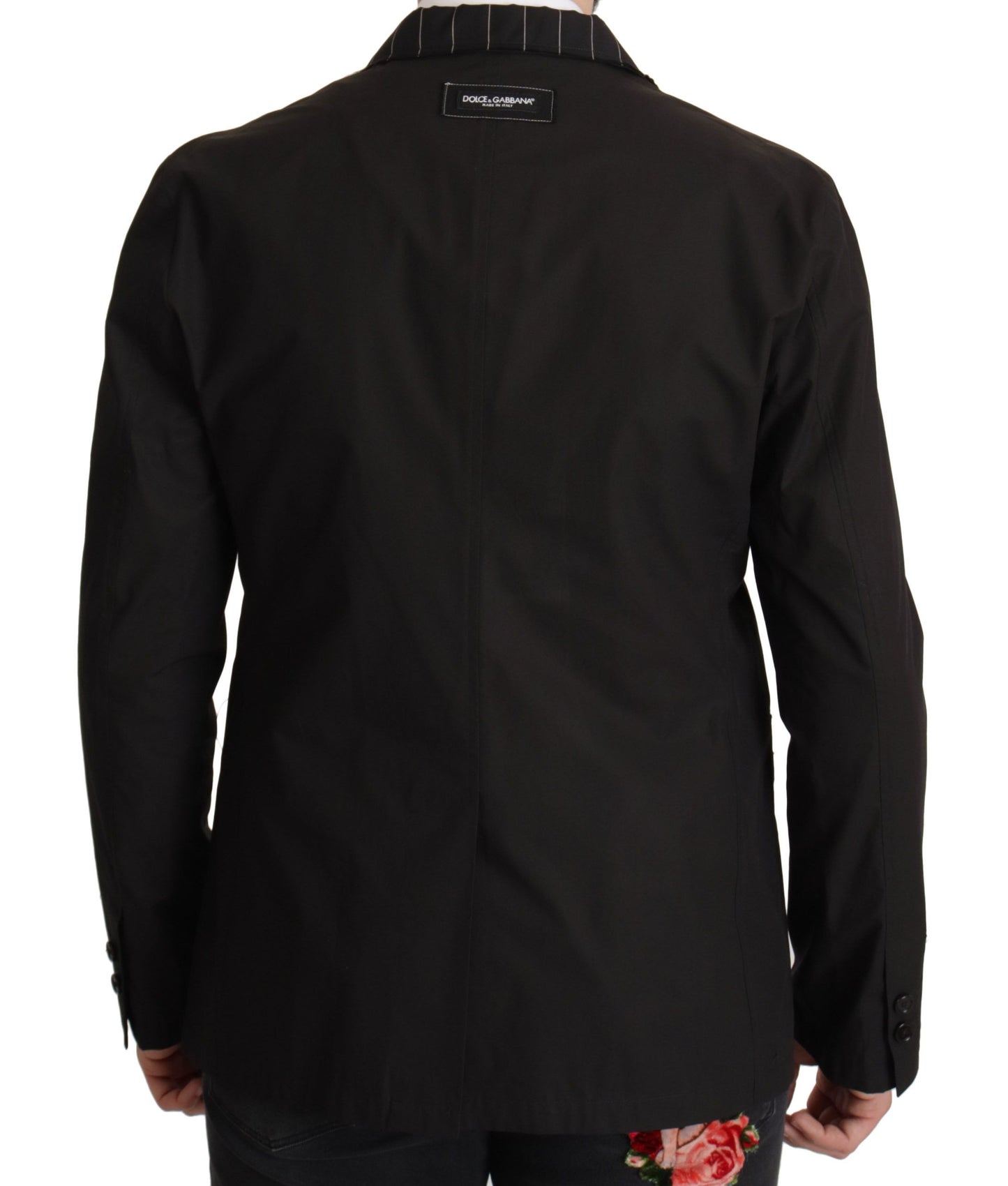 Chaqueta blazer elegante de mezcla de algodón y lana negra
