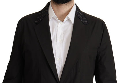 Chaqueta blazer elegante de mezcla de algodón y lana negra