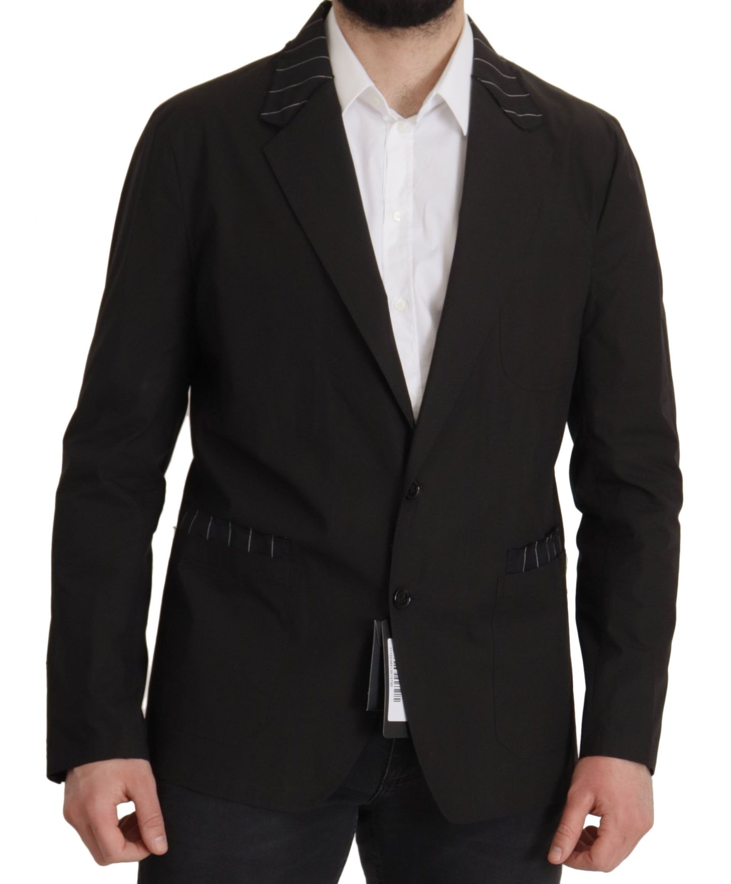 Chaqueta blazer elegante de mezcla de algodón y lana negra