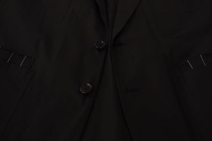 Chaqueta blazer elegante de mezcla de algodón y lana negra