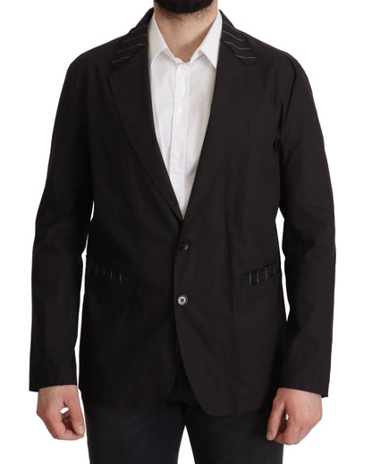 Chaqueta blazer elegante de mezcla de algodón y lana negra