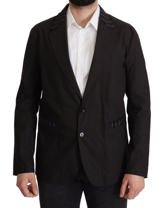 Chaqueta blazer elegante de mezcla de algodón y lana negra