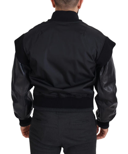 Elegante chaqueta bomber negra adornada con cristales