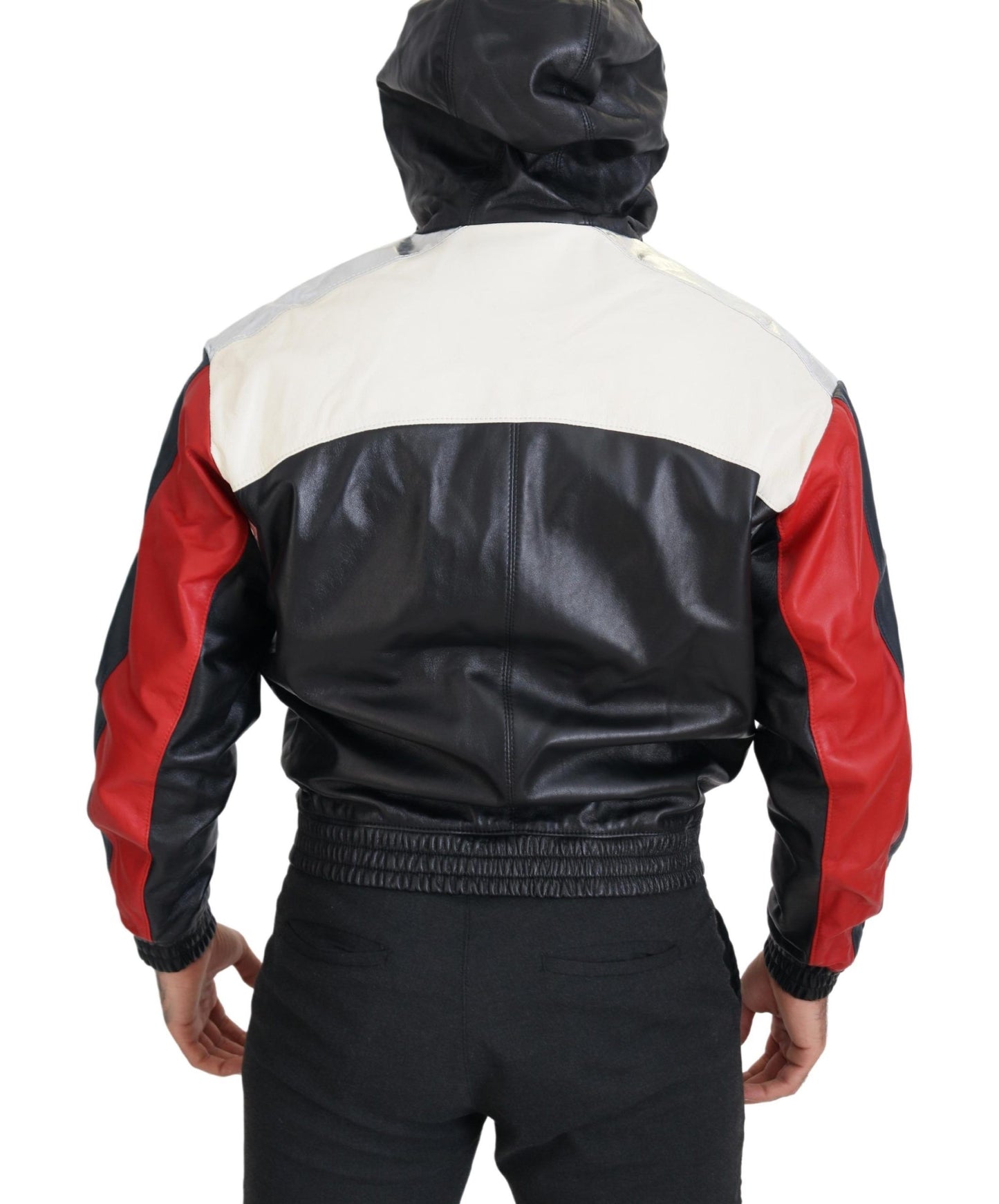 Chaqueta bomber de cuero negro Elite con capucha