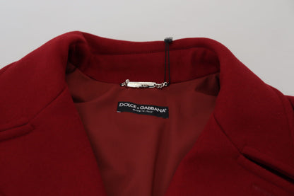 Elegante chaqueta roja cruzada de lana