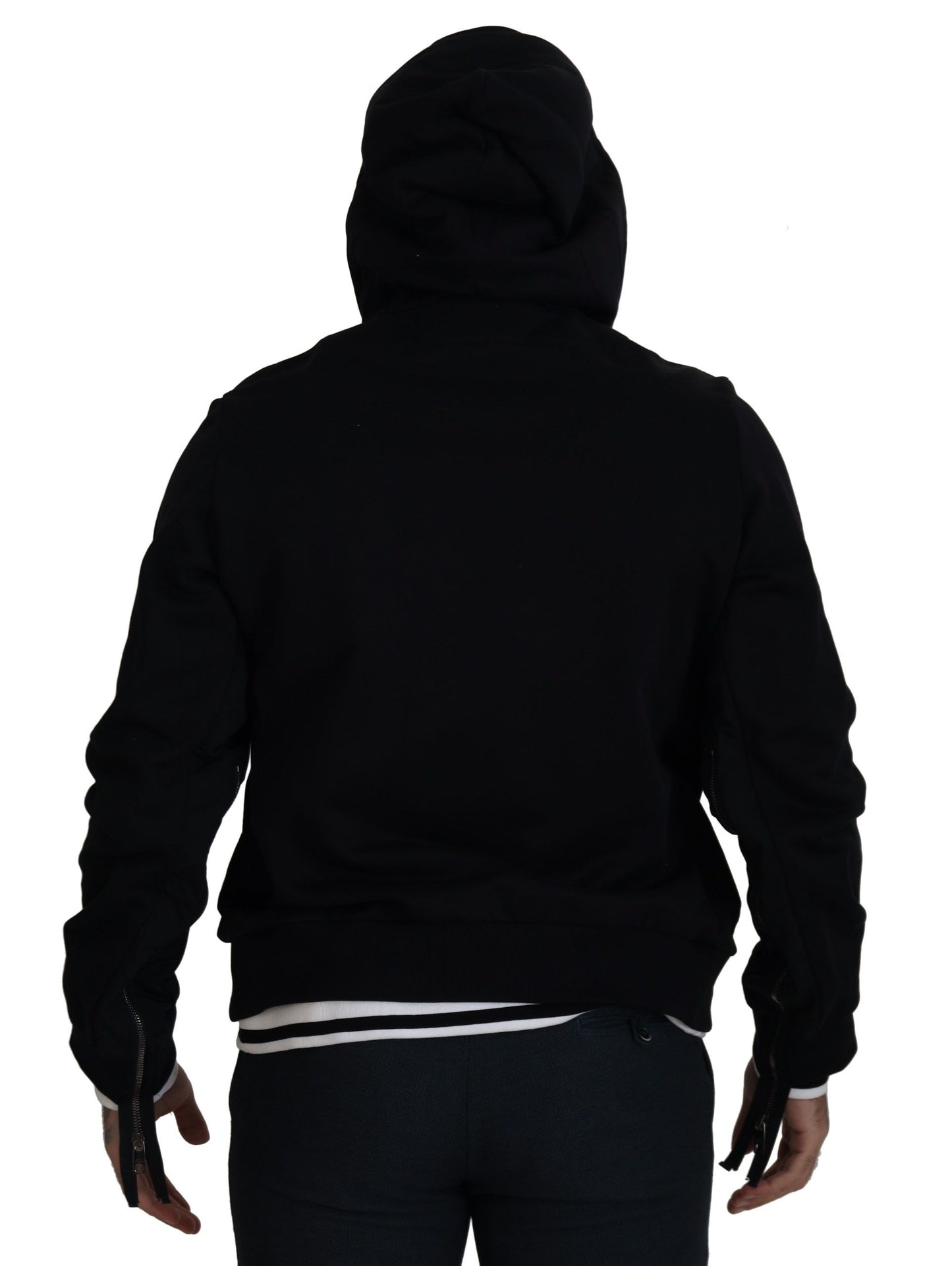Elegante chaqueta bomber negra con capucha