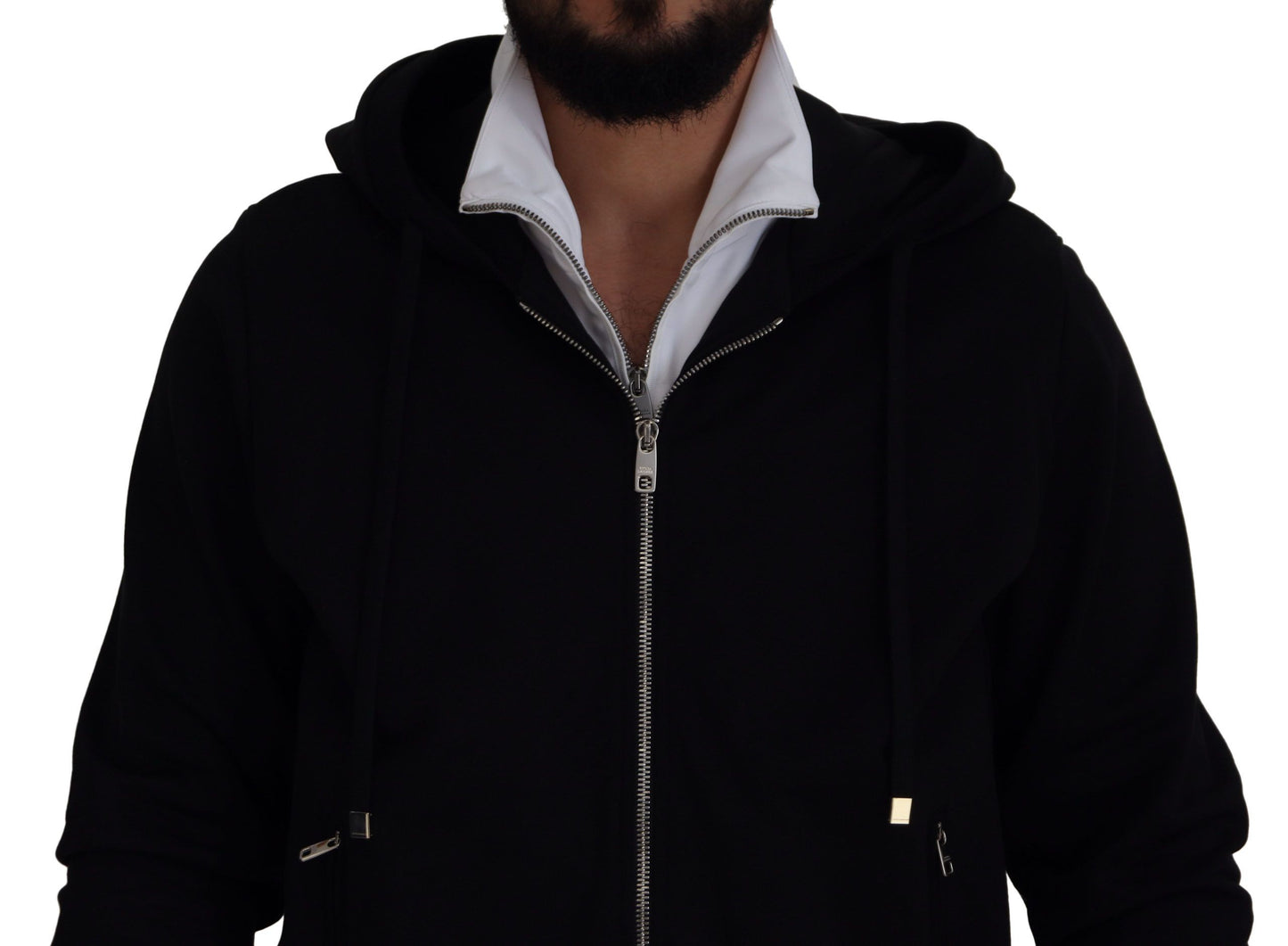Elegante chaqueta bomber negra con capucha