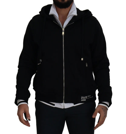 Elegante chaqueta bomber negra con capucha