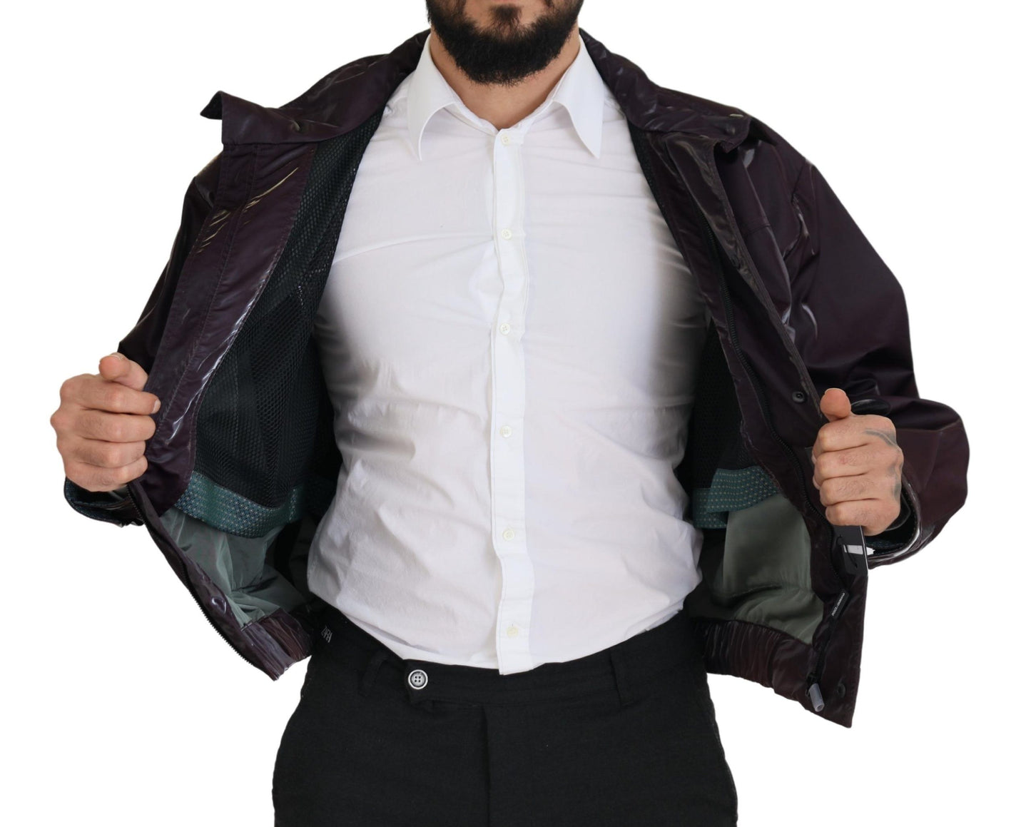 Elegante chaqueta de motociclista morada