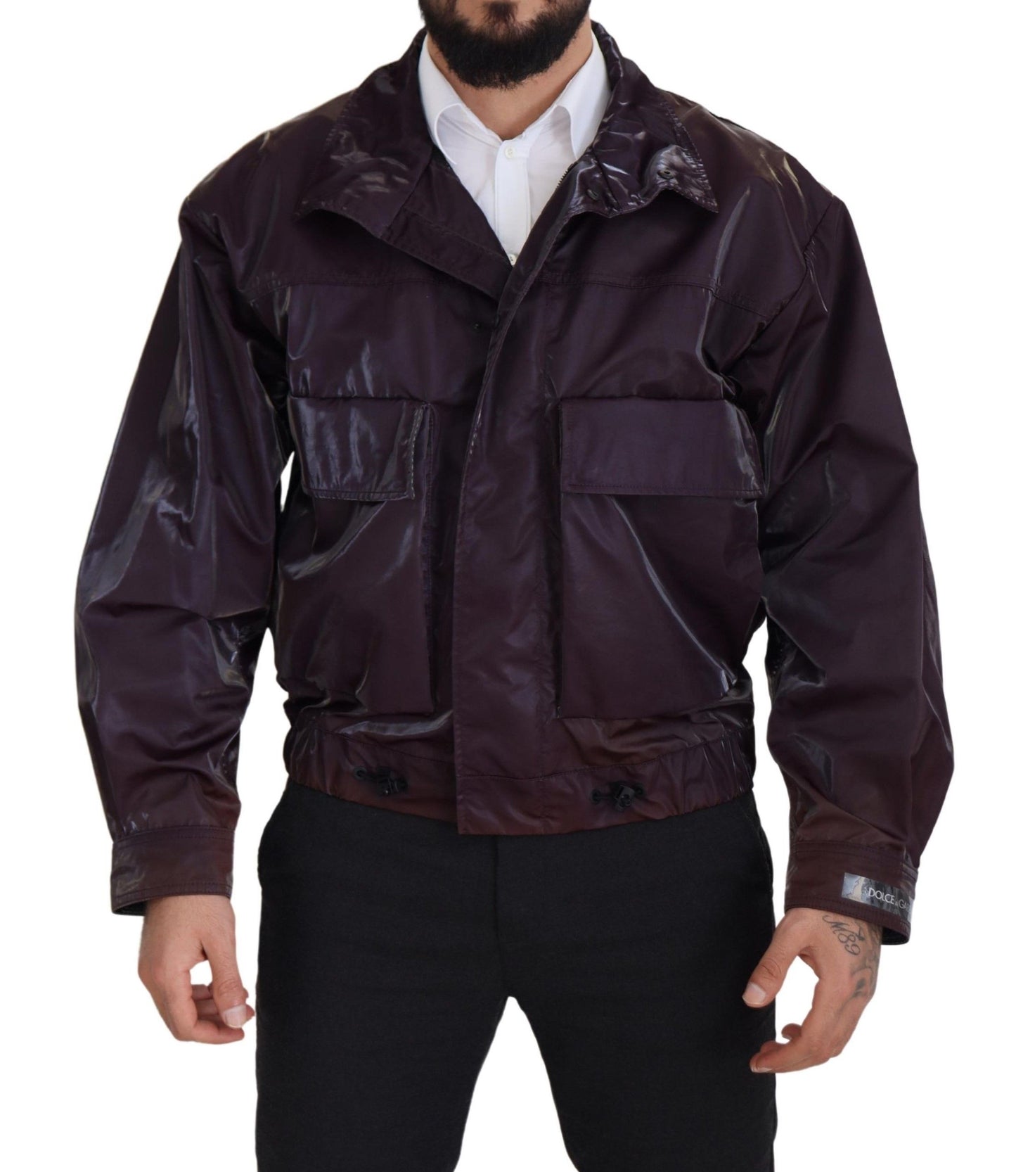 Elegante chaqueta de motociclista morada