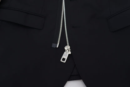 Elegante chaqueta negra de lana virgen